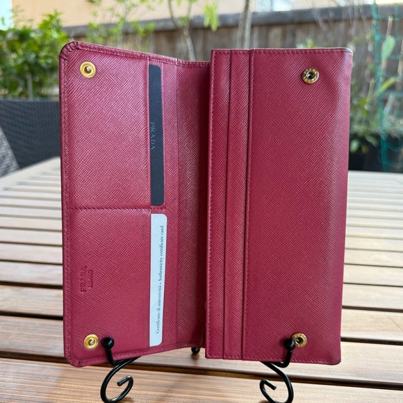 Prada long snap saffiano leather wallet color peonia with authentication card - Picture 7 of 13